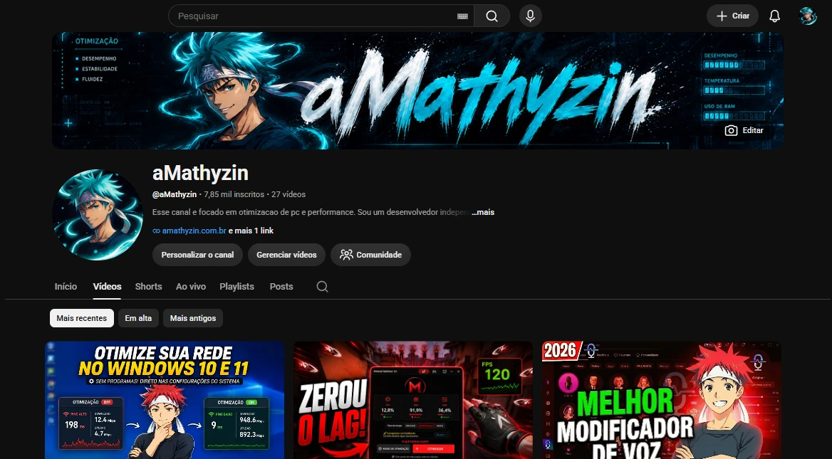 Canal @aMathyzin no YouTube